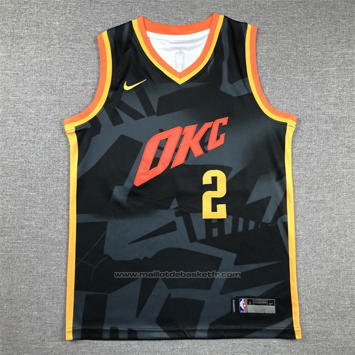 Maillot Enfant Oklahoma City Thunder Shai-gilgeous Alexander #2 Ville 2023-24 Noir